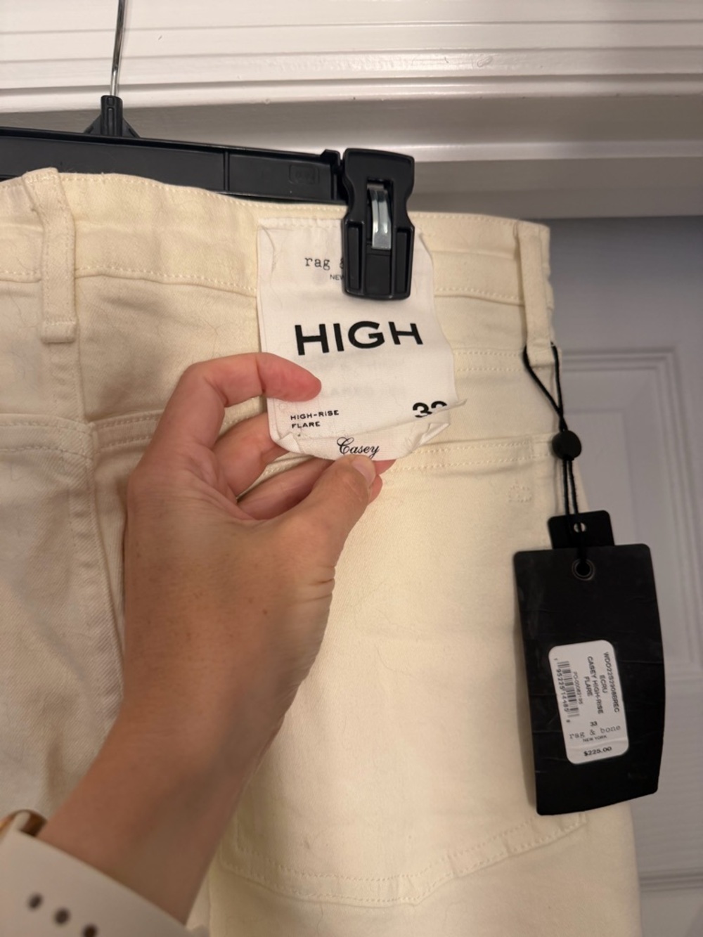 rag & bone Cream High-Rise Flare Jeans - Picture 3 of 5